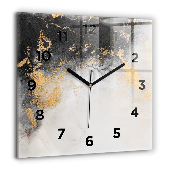 Square glass wall clock Artistic marble