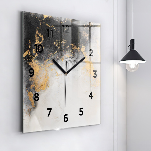 Square glass wall clock Artistic marble