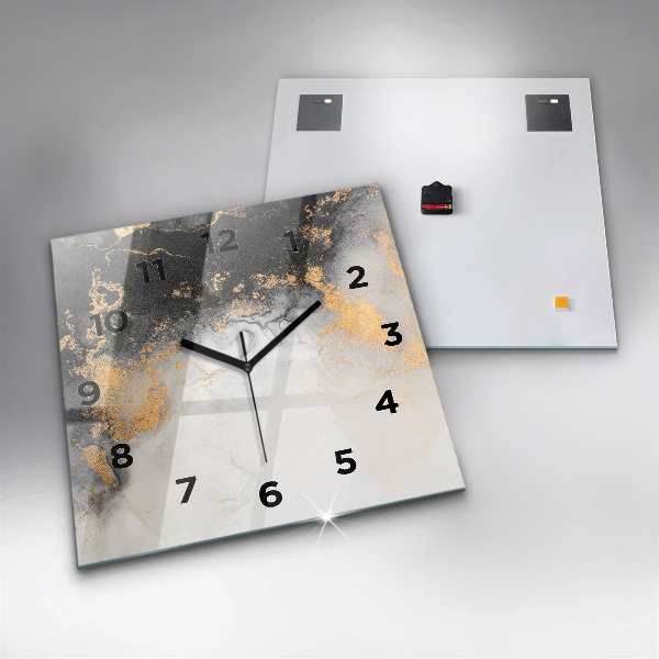 Square glass wall clock Artistic marble