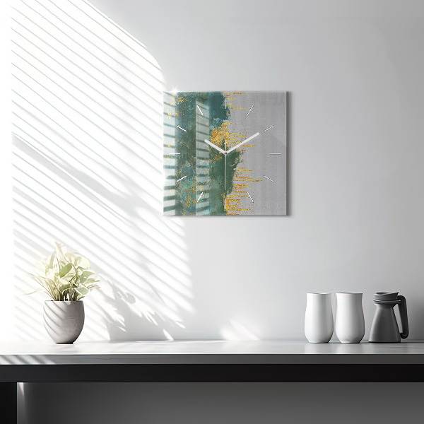 Square glass wall clock Decorative pattern