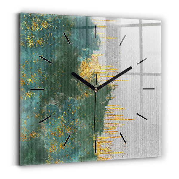 Square glass wall clock Decorative pattern