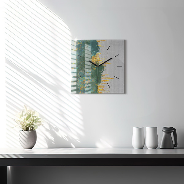 Square glass wall clock Decorative pattern