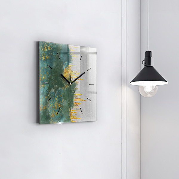 Square glass wall clock Decorative pattern