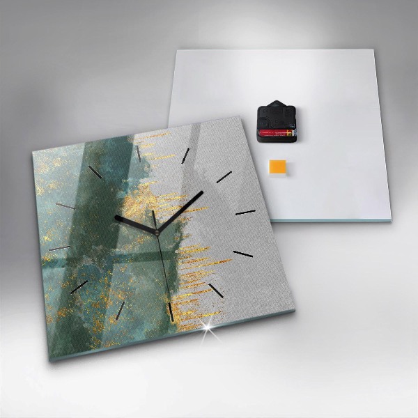 Square glass wall clock Decorative pattern