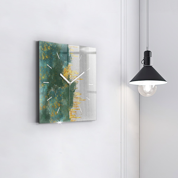 Square glass wall clock Decorative pattern