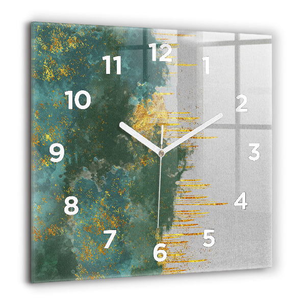Square glass wall clock Decorative pattern