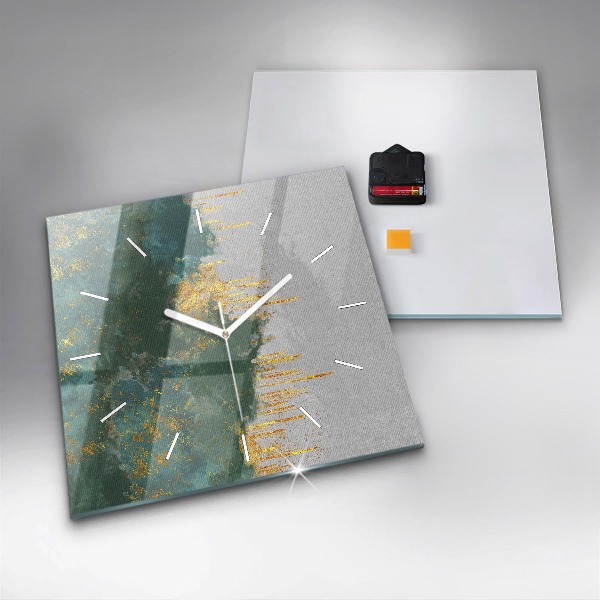 Square glass wall clock Decorative pattern