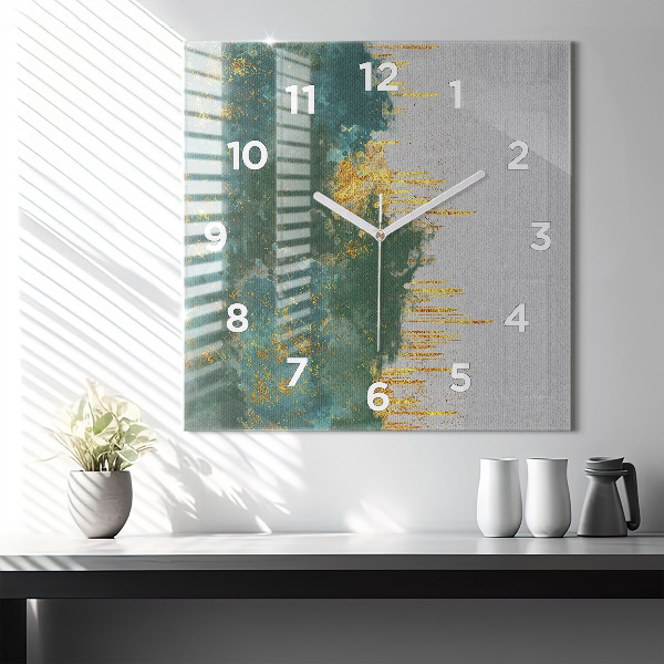 Square glass wall clock Decorative pattern