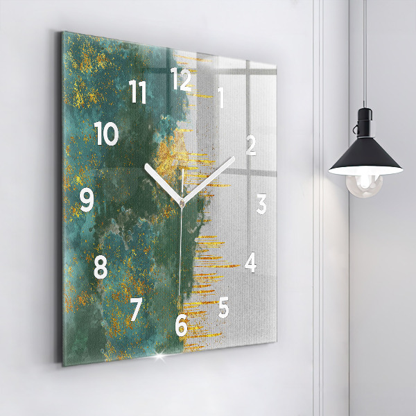 Square glass wall clock Decorative pattern