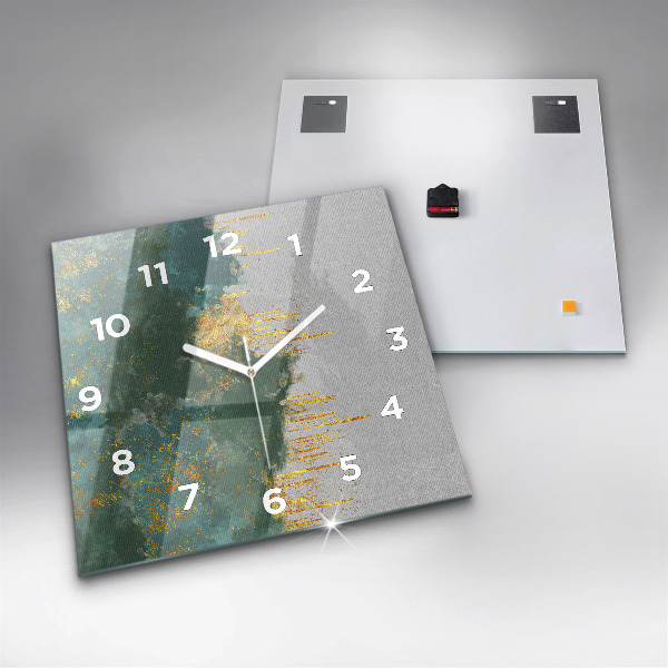 Square glass wall clock Decorative pattern