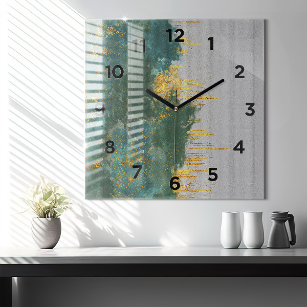 Square glass wall clock Decorative pattern