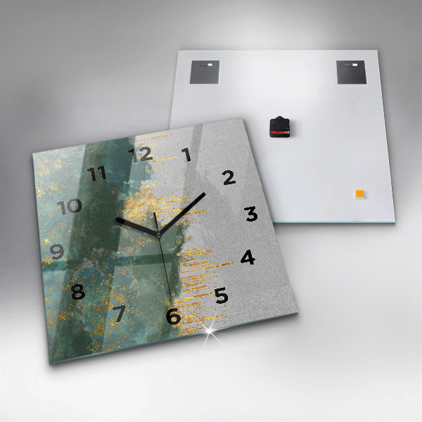 Square glass wall clock Decorative pattern
