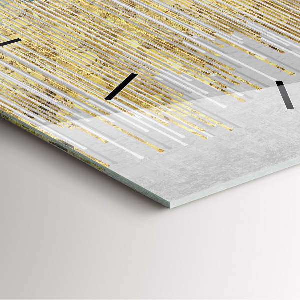 Square glass wall clock Decorative pattern and gold