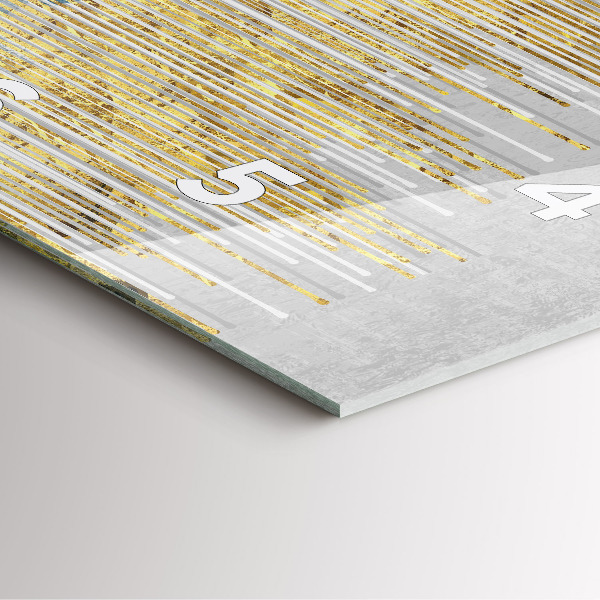 Square glass wall clock Decorative pattern and gold