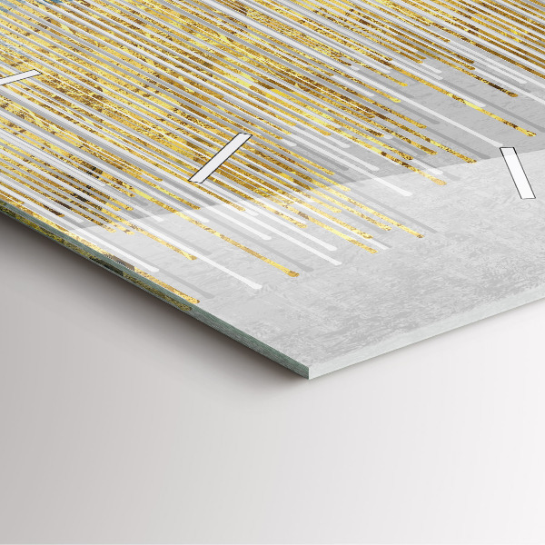 Square glass wall clock Decorative pattern and gold