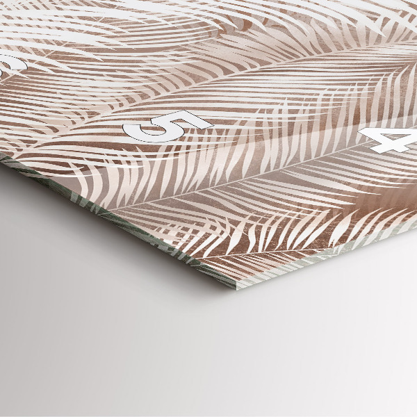 Square glass wall clock Tropical boho leaves