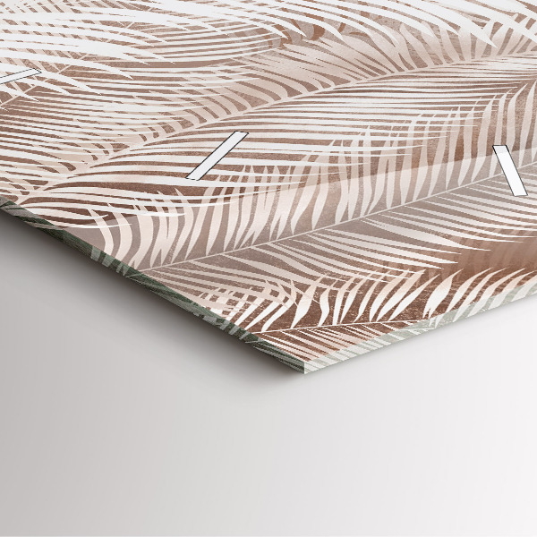 Square glass wall clock Tropical boho leaves