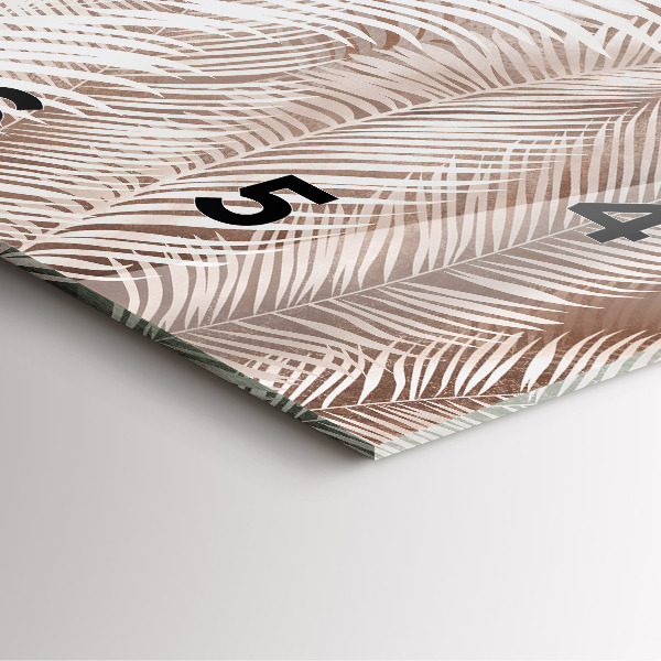 Square glass wall clock Tropical boho leaves