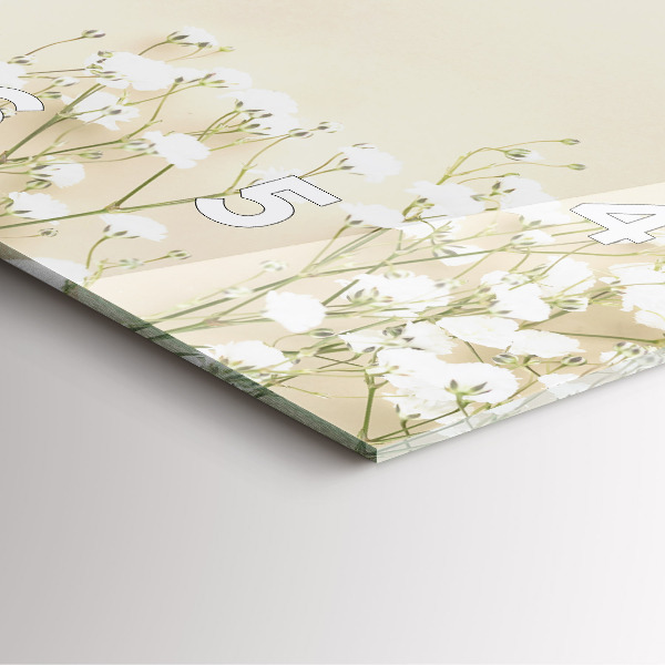 Square glass wall clock Blooming gypsophila flowers