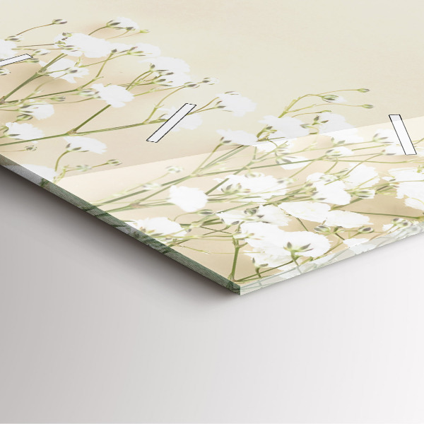 Square glass wall clock Blooming gypsophila flowers