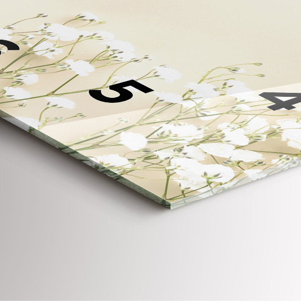 Square glass wall clock Blooming gypsophila flowers