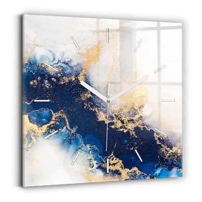Square glass wall clock Marble pattern