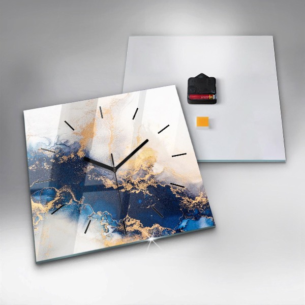 Square glass wall clock Marble pattern