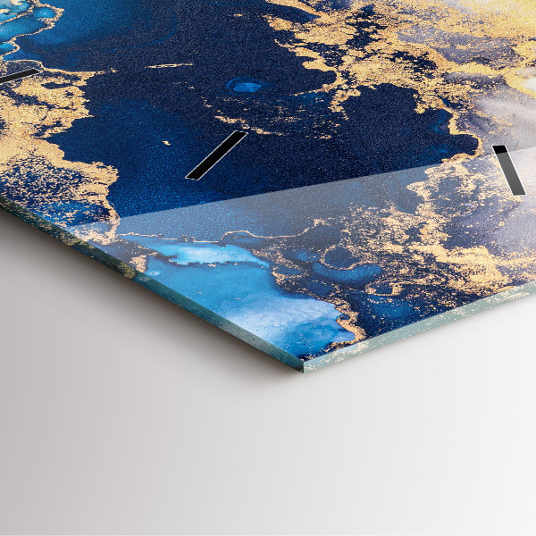 Square glass wall clock Marble pattern