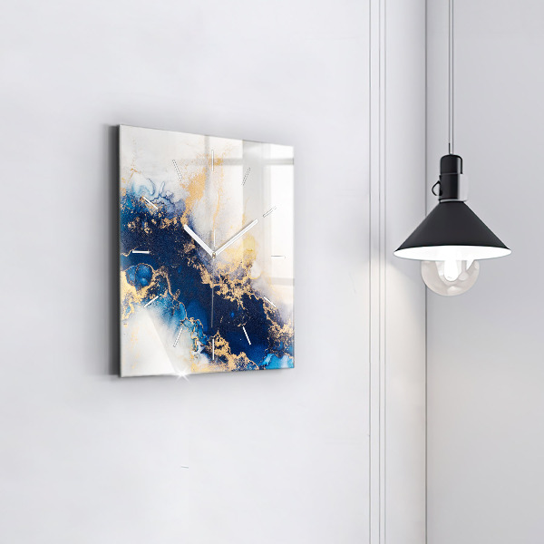 Square glass wall clock Marble pattern