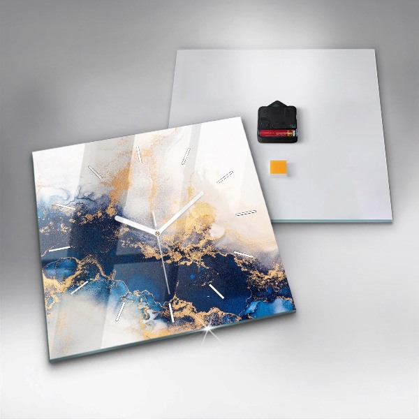 Square glass wall clock Marble pattern