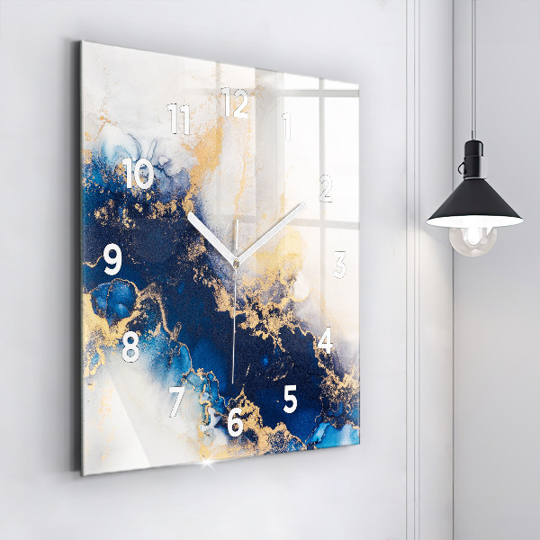 Square glass wall clock Marble pattern