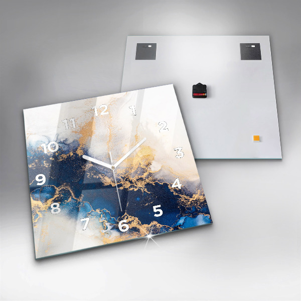 Square glass wall clock Marble pattern