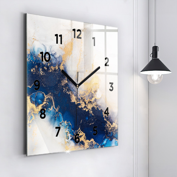 Square glass wall clock Marble pattern