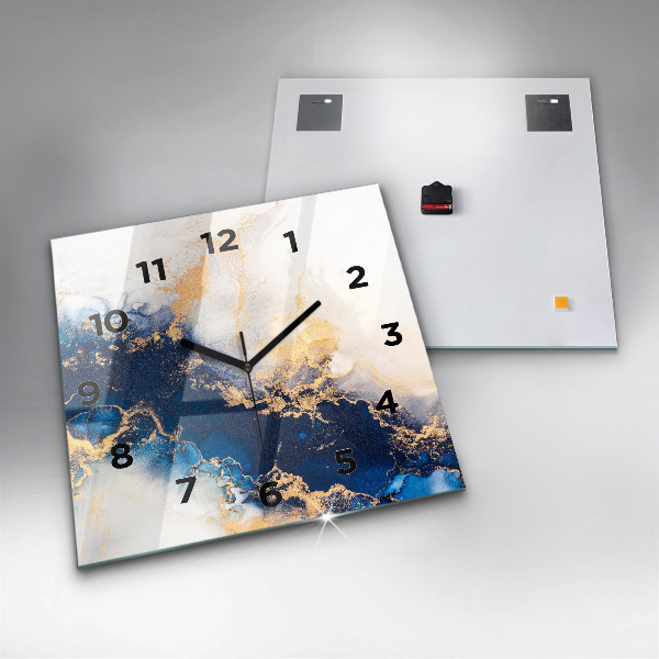 Square glass wall clock Marble pattern