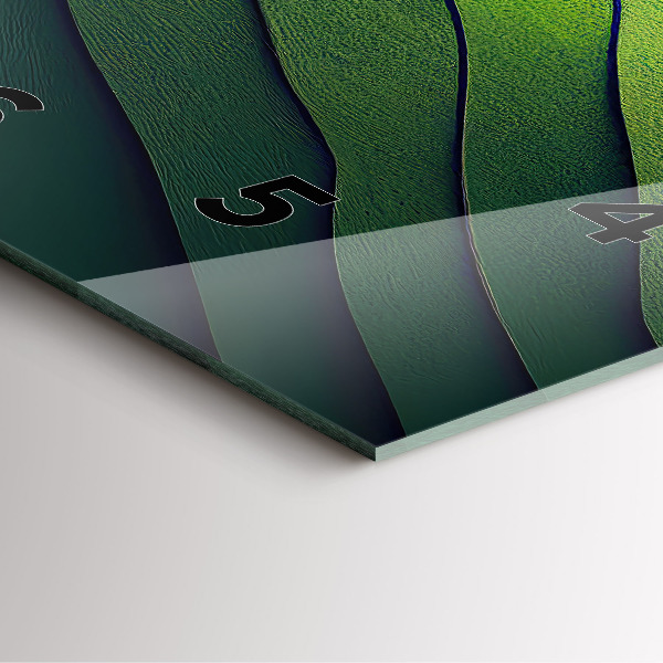 Square glass wall clock Green fields abstract