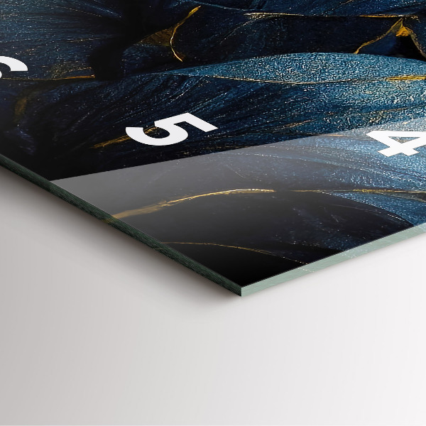 Square glass wall clock Decorative flowers