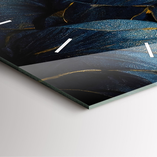 Square glass wall clock Decorative flowers