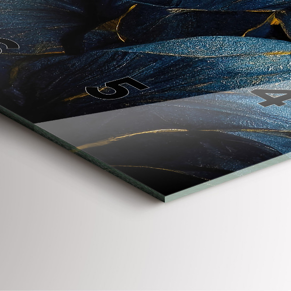 Square glass wall clock Decorative flowers