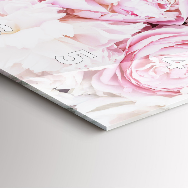 Square glass wall clock Decorative flowers