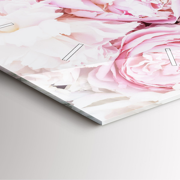 Square glass wall clock Decorative flowers