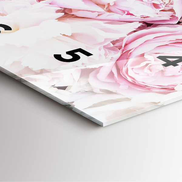 Square glass wall clock Decorative flowers