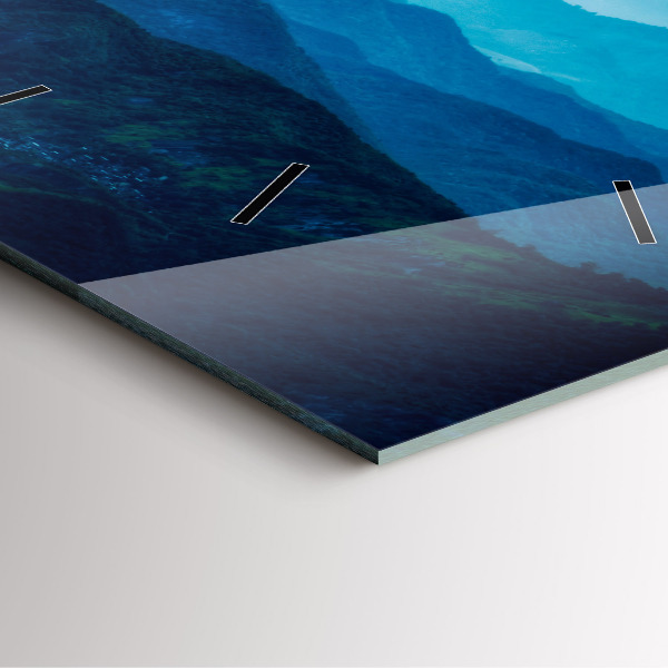 Square glass wall clock Watercolor mountains