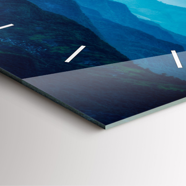 Square glass wall clock Watercolor mountains