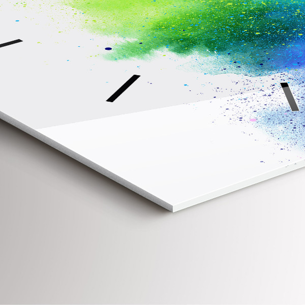Square glass wall clock Abstract rainbow