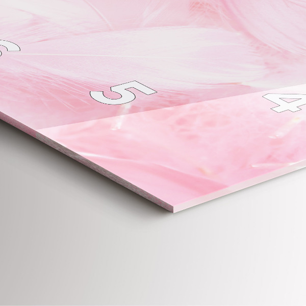 Square glass wall clock Feathers – abstract