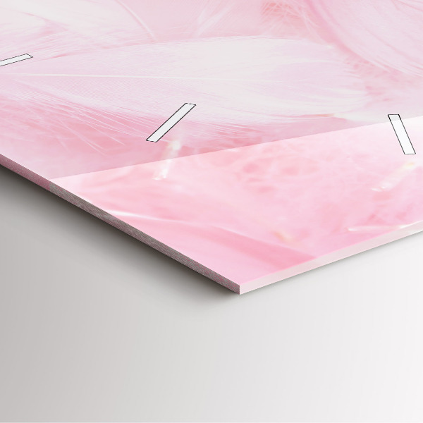 Square glass wall clock Feathers – abstract