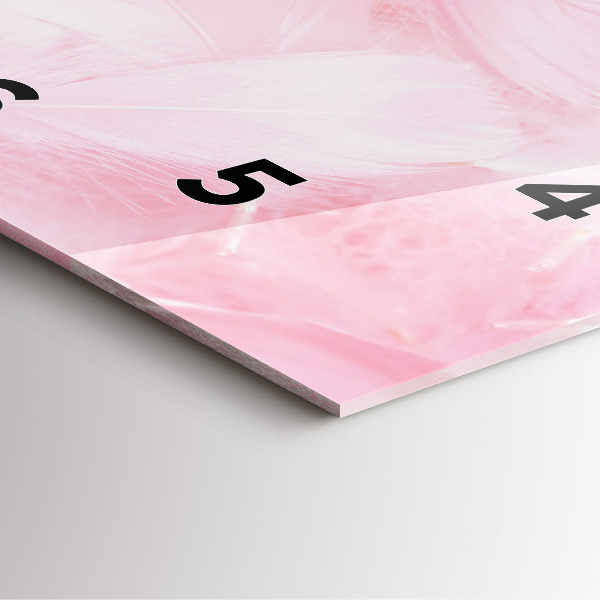 Square glass wall clock Feathers – abstract