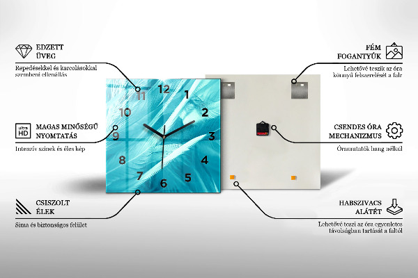 Square glass wall clock Family inscription