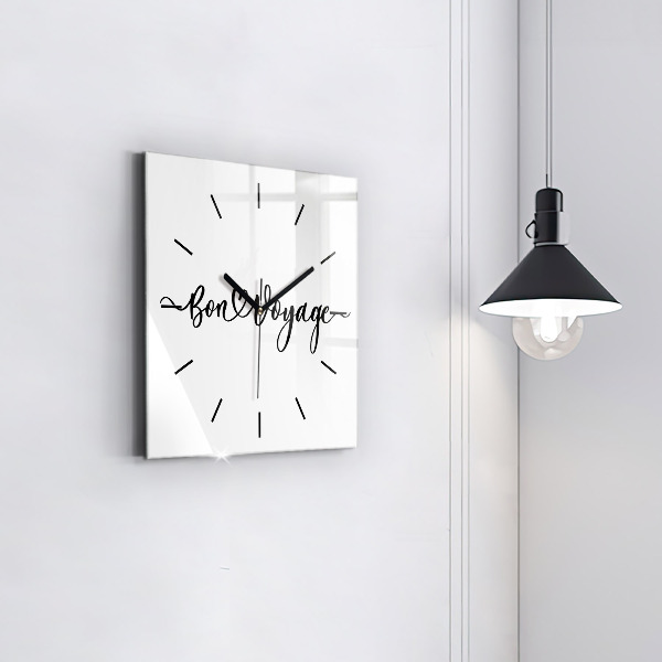 Square glass wall clock The inscription Bon voyage