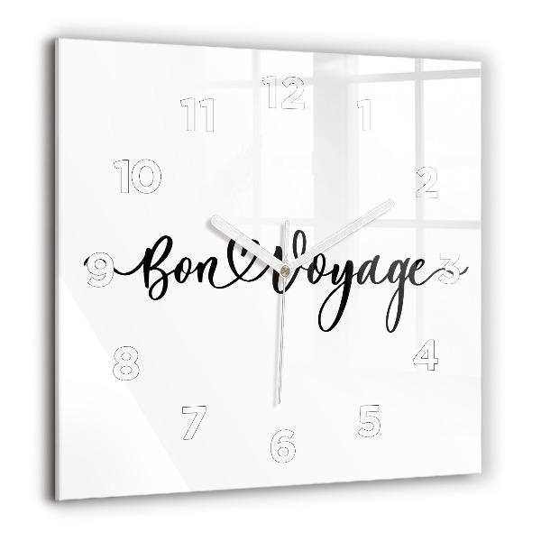 Square glass wall clock The inscription Bon voyage
